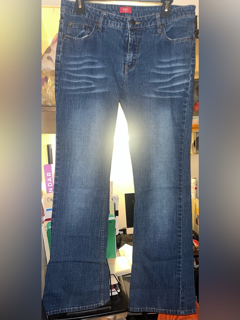 Massimo Dark Wash Bootcut Jeans with Faded Whiskering women’s